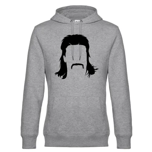 Vokuhila Frisur mit Schnautzbart Männer Hoodie