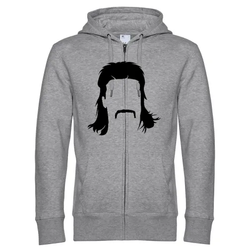 Vokuhila Frisur mit Schnautzbart Männer Hoodie