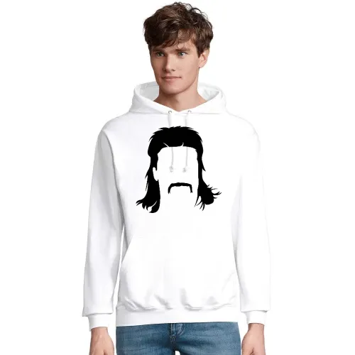 Vokuhila Frisur mit Schnautzbart Männer Hoodie