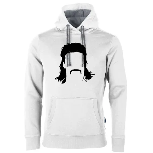 Vokuhila Frisur mit Schnautzbart Männer Hoodie