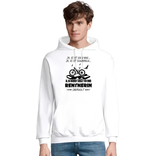 Von Ebike Rentnerin überholt Fahrrad Rente Spruch Männer Hoodie