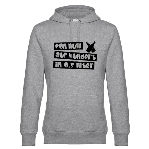 von null auf hundert in 0,5 liter Männer Hoodie