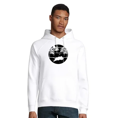 Wildschwein Jäger Vintage Jagd Hoodie Männer Stellar Bio