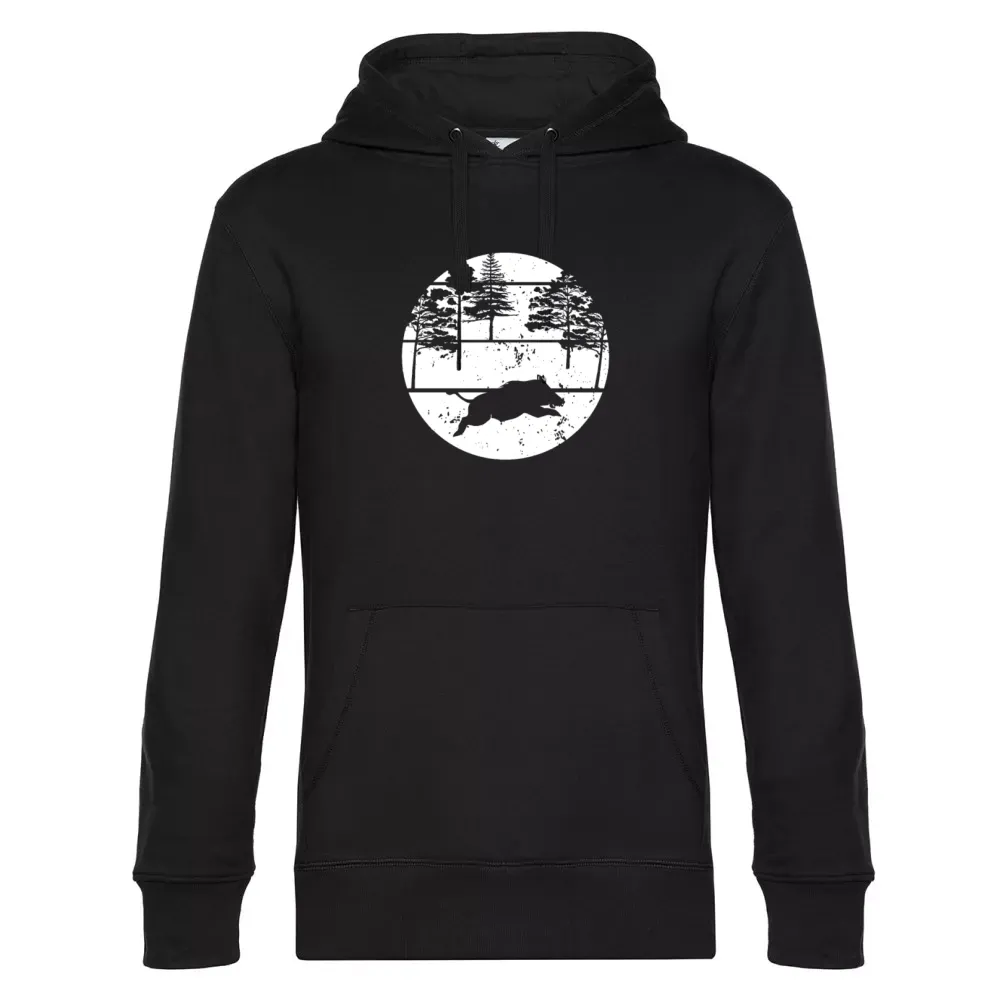  Männer Hoodie mit Aufdruck 'Wildschwein Jäger Vintage Jagd'