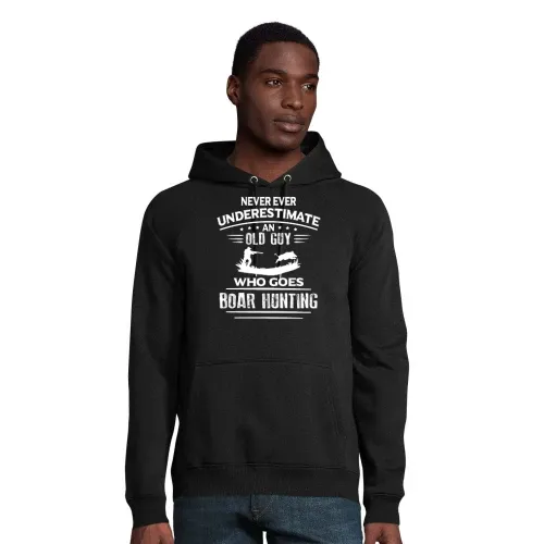 Wilschweinjagd Jäger Old Guy Wildschwein Keiler Hoodie Männer Stellar Bio