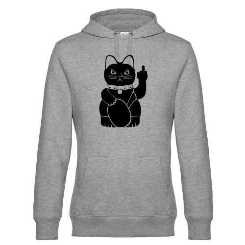 Winkekatze mit Mittelfinger Männer Hoodie