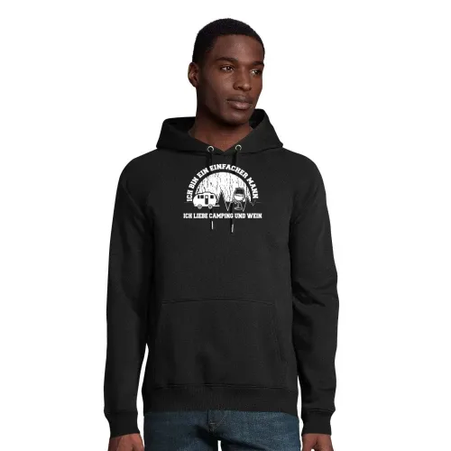 Wohnwagen Campingplatz Mann Liebt Camping und Wein Hoodie Männer Stellar Bio