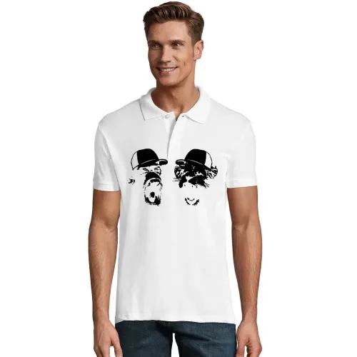 Affe und Löwe mit Basecap Männer Polo