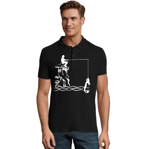 Angler mit Nixe Männer Polo