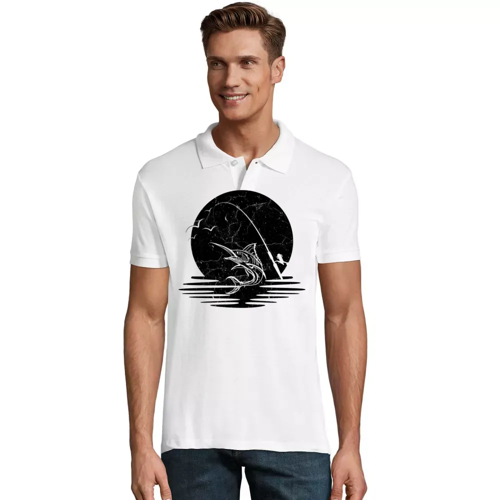  Männer Polo mit Aufdruck 'Angler Vintage Angeln'