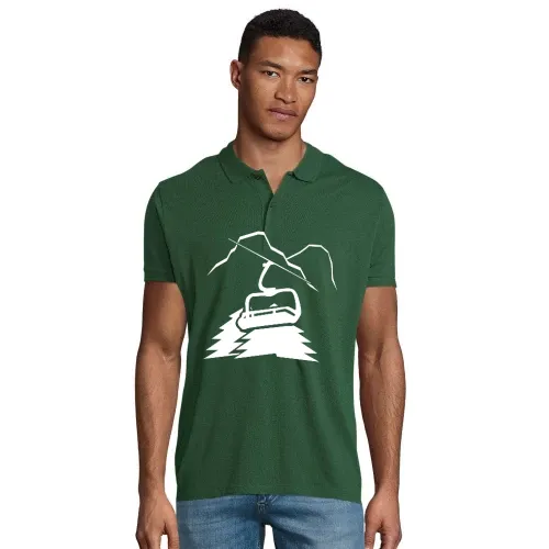 Berglandschaft mit Lift und Gipfel Männer Polo
