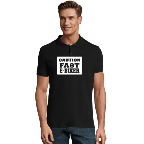 Caution Fast E-Biker Ebike Radfahrer Warnschild Polo Männer Perfect