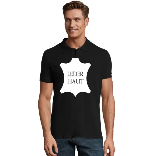 Echt Leder Lederhaut Emblem Männer Polo Echt Leder Lederhaut Emblem Polo