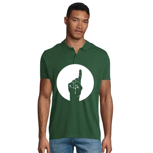 erhobener Zeigefinger im Kreis Männer Polo