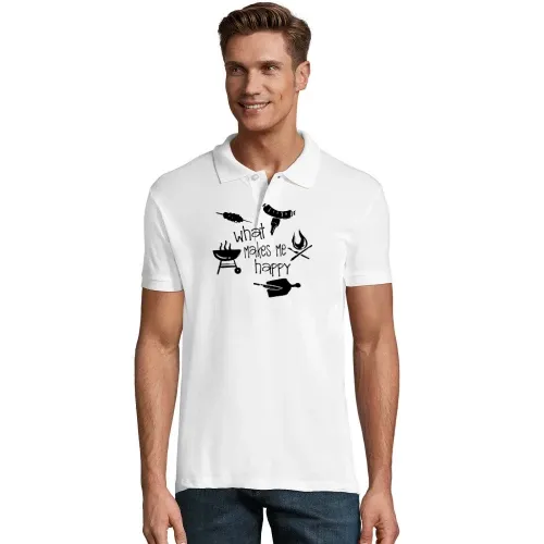 Grillen BBQ Makes Me Happy Grillmeister Griller Polo