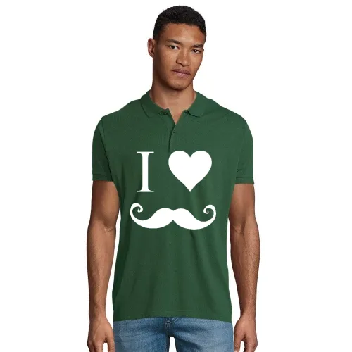 i love Moustache Männer Polo