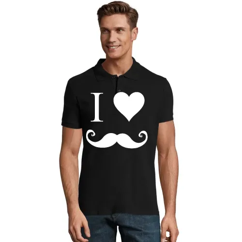 i love Moustache Männer Polo