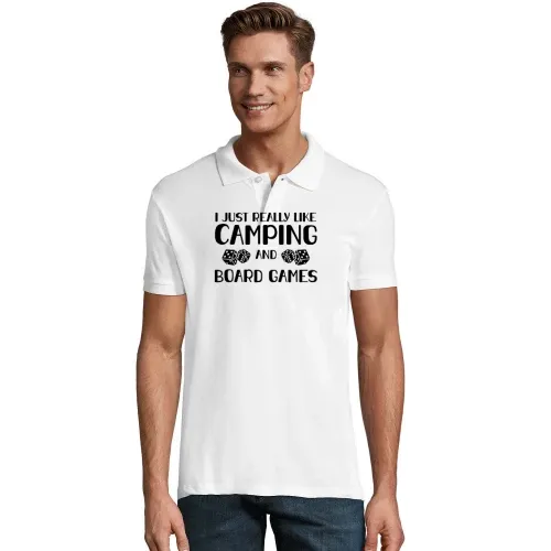 Ich mag Camping und Brettspiele Polo