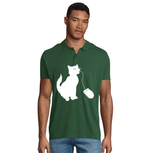 Katze isst PC Maus Polo Männer Planet Bio