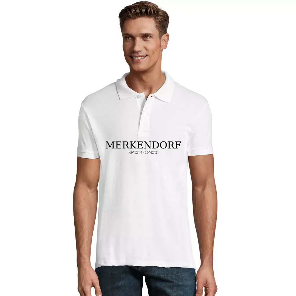  Männer Polo mit Aufdruck 'Merkendorf Koordinaten'