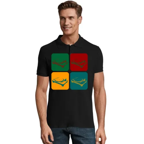 Plattenteller DJ Pult Warhol Männer Polo Plattenteller DJ Pult Warhol Polo
