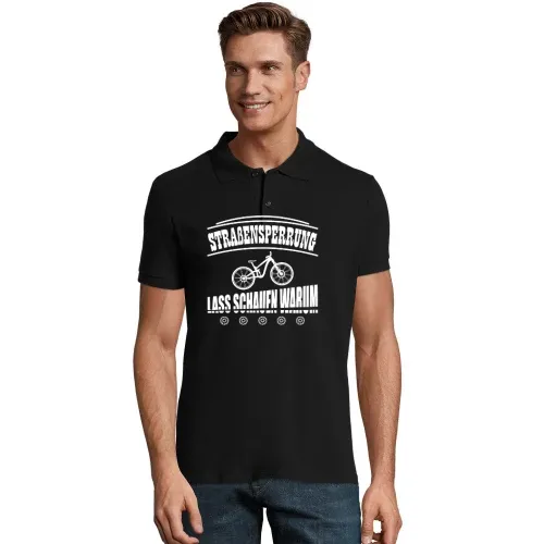Straßensperrung EBiker MTB Lustig Radfahrer Spruch Männer Polo