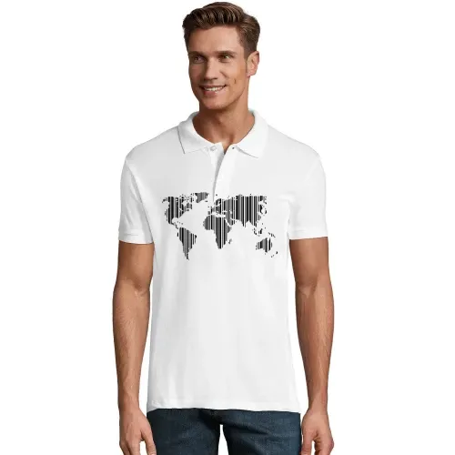 Welt als Barcode Männer Polo