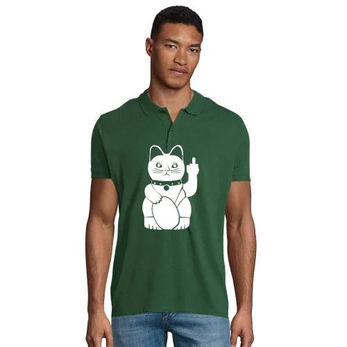 Winkekatze mit Mittelfinger Männer Polo