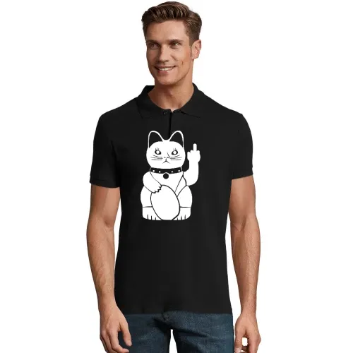 Winkekatze mit Mittelfinger Männer Polo