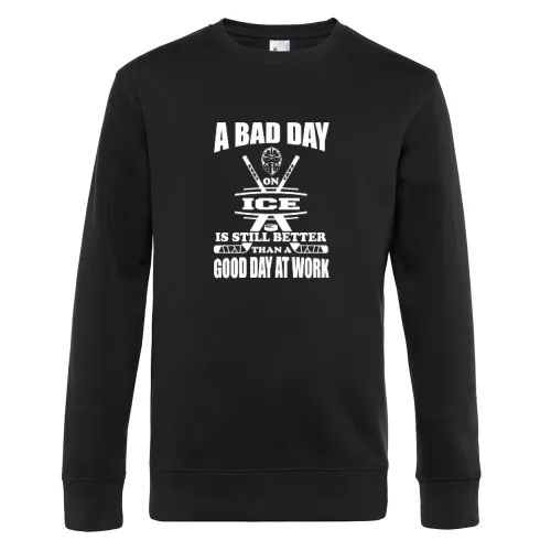 A Bad Day On Ice Eishockey Ice Hockey Spruch Sweat Männer King Crew Neck
