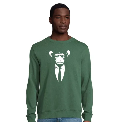 Affe im Anzug mit Banane Männer Sweat