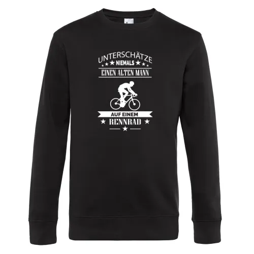 Alter Mann auf einem Rennrad Fahrrad Rente Sweat Männer King Crew Neck