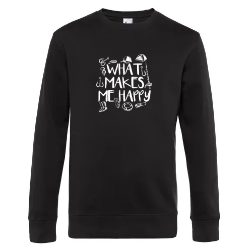 Angeln Angler Fischen Makes Me Happy Fisch Fishing Sweat Männer King Crew Neck