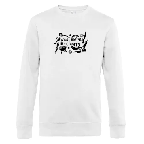 BBQ Makes Me Happy - Grillmeister Grillen Geschenk Sweat Männer King Crew Neck