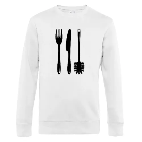 Besteck mit einer Klobürste Männer Sweat