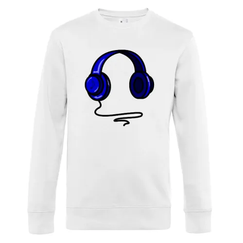 Blaue Comic Kopfhörer Sweat Männer King Crew Neck