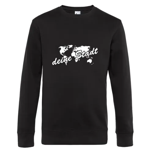 deine Stadt auf Weltkarte Sweat Männer King Crew Neck