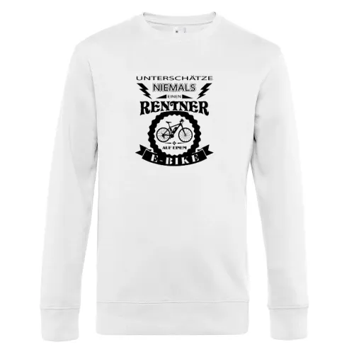 E-Bike Rentner auf einem Ebike Fahrrad Männer Sweat