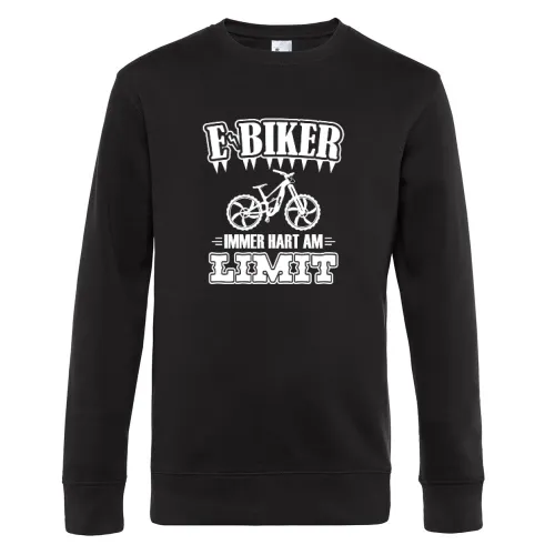 E-Biker Hart Am Limit EBike EMTB Mountainbiker Sweat Männer King Crew Neck