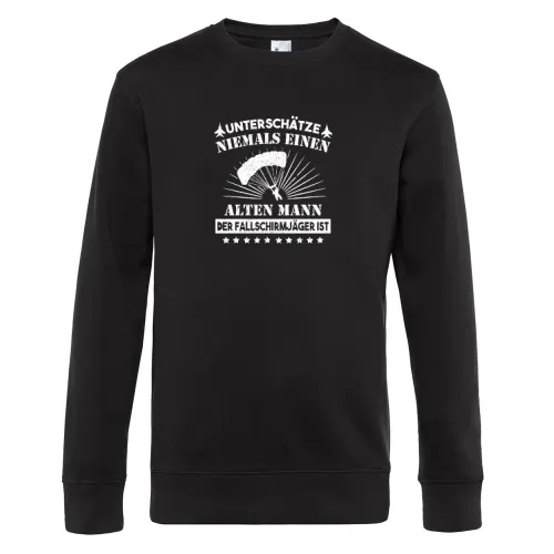 Fallschirmjäger Alter Mann Spruch Skydiver BW Sweat Männer King Crew Neck