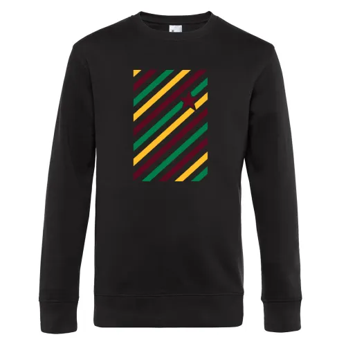 Farbspiel in diagonalen Streifen und Stern Sweat Männer King Crew Neck