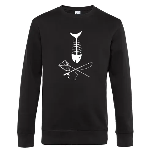 Fisch Skull mit Angel und Kescher Sweat