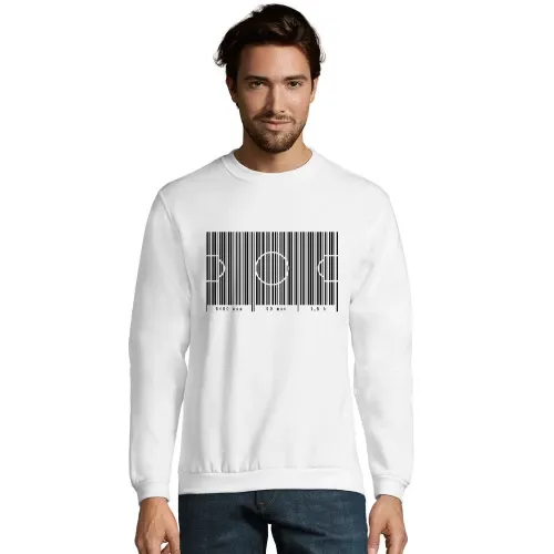 Fußballfeld als Strichcode 90 min Männer Sweat