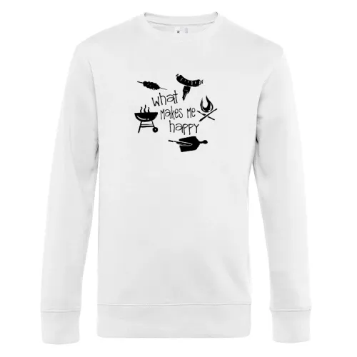 Grillen BBQ Makes Me Happy Grillmeister Griller Sweat Männer King Crew Neck