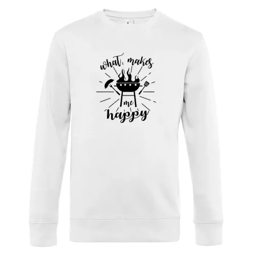 Grillmeister Grillen Griller - BBQ Makes Me Happy Sweat Männer King Crew Neck