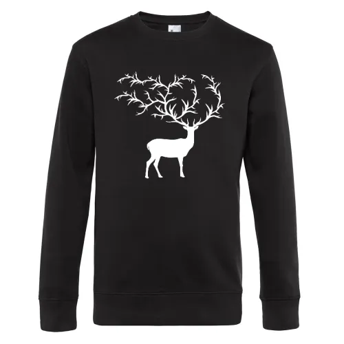 großes Hirschgeweih Sweat Männer King Crew Neck