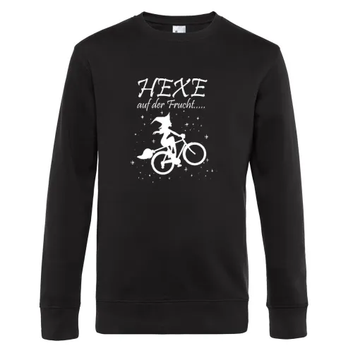 Hexe Auf Der Flucht Radfahrerin Hexen Halloween Sweat Männer King Crew Neck
