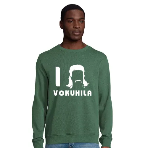 I Love Vokuhila Frisur mit Schnautzbart Männer Sweat