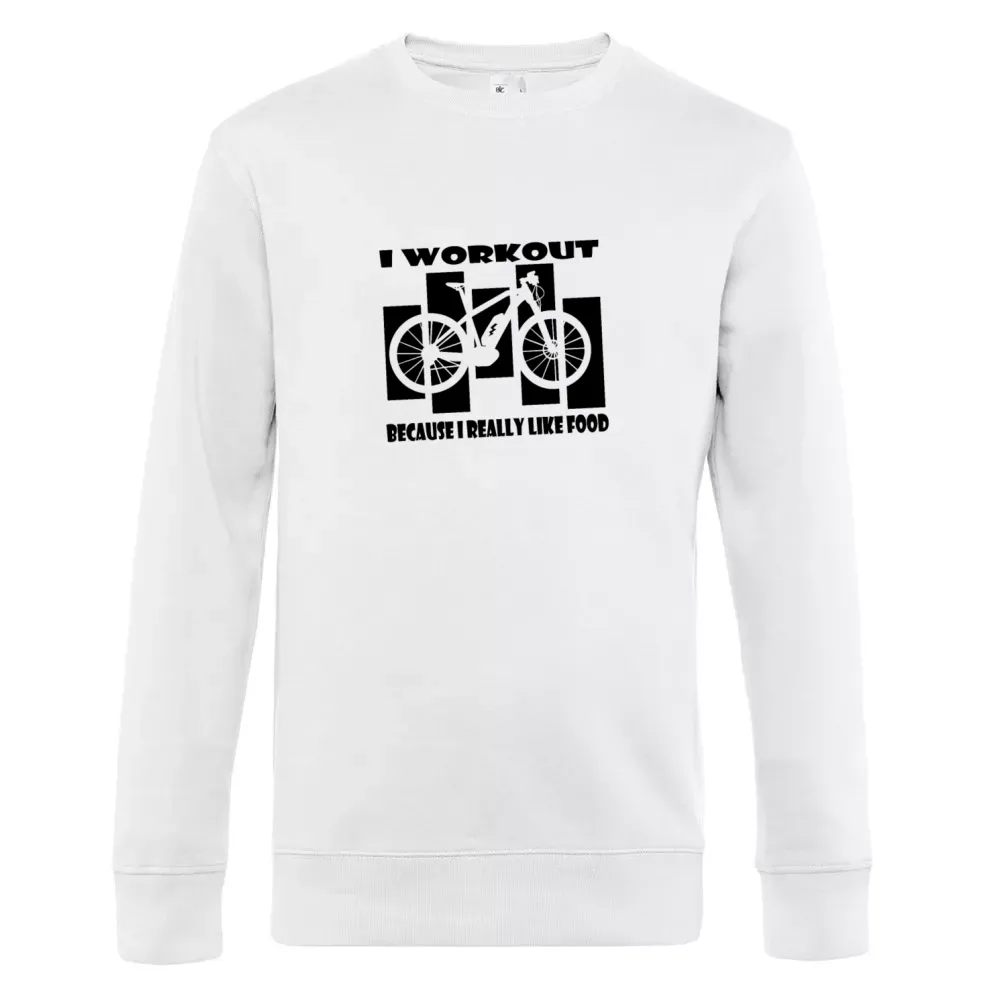  Männer Sweat mit Aufdruck 'I Workout Because I Like Food Ebiker Vintage'