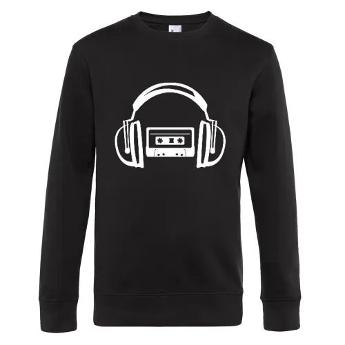 Kassette hört Kopfhörer Sweat Männer King Crew Neck